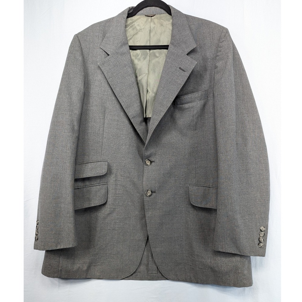 Kings Road Mens 46L Gray Single Breasted 2 Button Blazer‎ Jacket